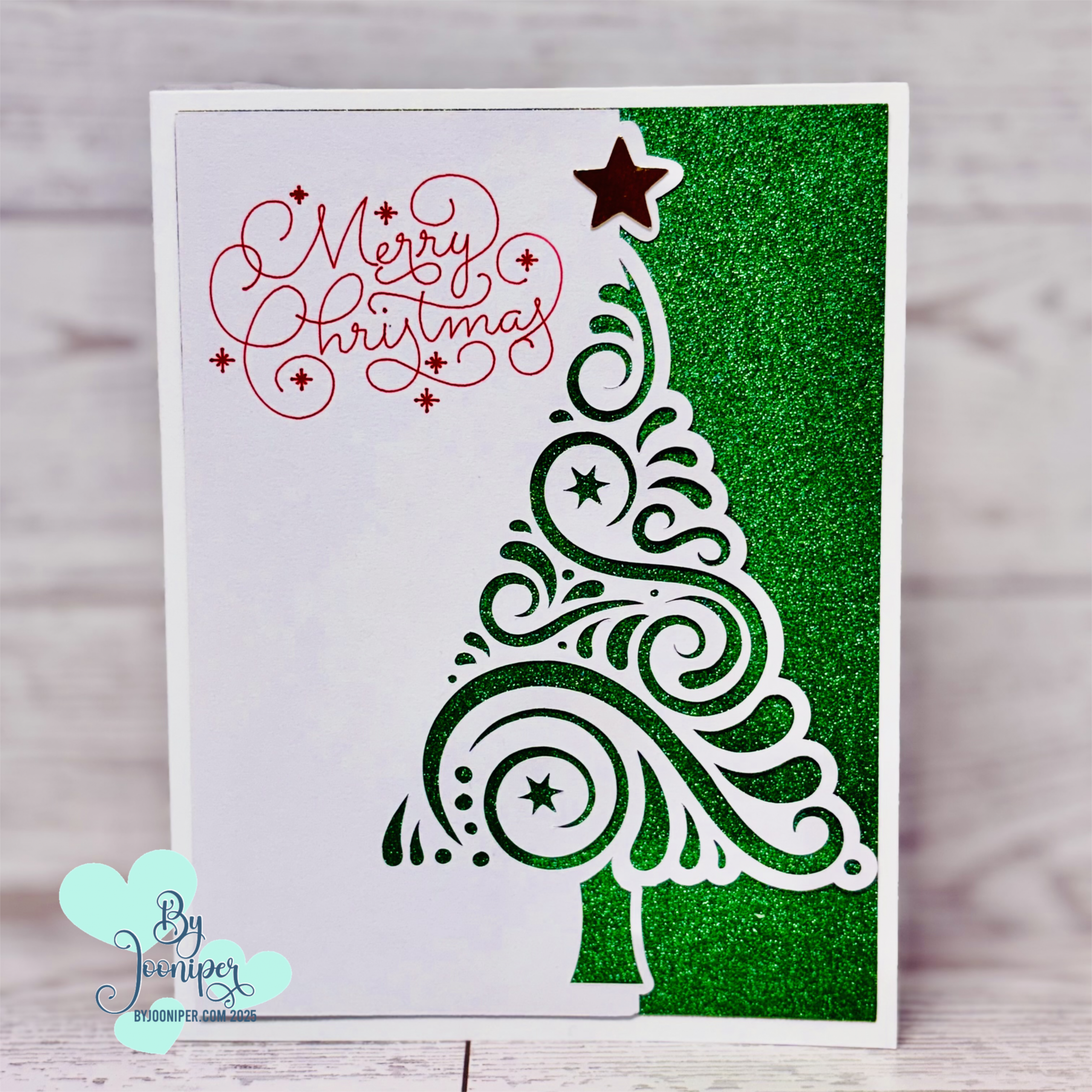 Off the edge Christmas tree card